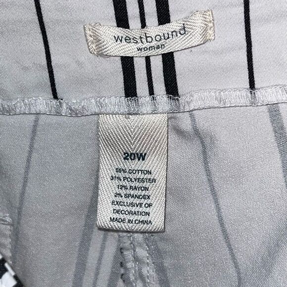 Westbound Short Park Ave Fit Size 20W Black White Striped Pull On Stretch Pocket - Picture 6 of 7